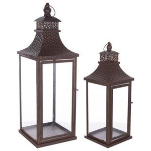 <b>Black</b> Iron <b>Lanterns</b> with Panels for Home Decoration - Product Image 3