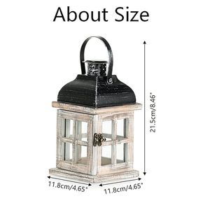Rustic Wooden Glass Candle <b>Lantern</b> Decorative Farmhouse Tabletop Hanging <b>Lantern</b> for Home Wedding Party Decor - Product Image 2