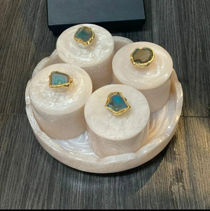 Premium Luxury Wedding Decorative Resin Jar <b>Canister</b> <b>Set</b> Handcrafted Flower Design Stackable Microwavable BPA Free Storage - Product Image 6