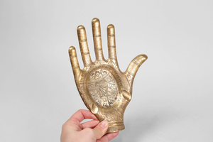 <b>Vintage</b> Brass Hand Shaped Novelty <b>Ashtray</b> & Cigarette Holder Desktop Decorative Home Tabletop Accessory - Product Image 5