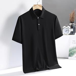 เสื้อโปโลแขนสั้นสีดำสำหรับผู้ชาย ผ้าทอออกซ์ฟอร์ดสีพื้น สวมใส่สบาย ทรงปกติ ดีไซน์ติดกระดุม - Product Image 1