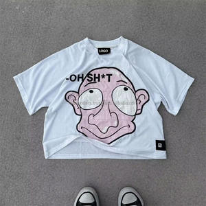 350gsm Fabricante personalizado Heavyweight Distressed Cropped Boxy Fit Camiseta Oversized Boxy Drop Shoulder T-shirt - Product Image 3