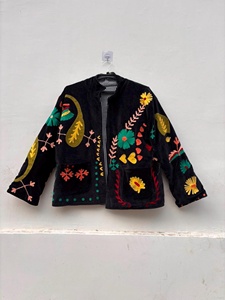 Wholesale Embroidered Velvet Jacket Suzani Jacket Bohemian <b>Coat</b> Floral Embroidery Artisan Boho Style <b>Winter</b> Outerwear - Product Image 1