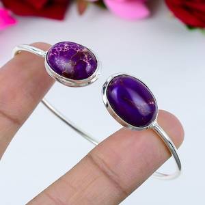 Brazalete de Plata de Ley 925 con Jaspe de Sedimento Marino y Piedras Preciosas, Hecho a Mano, para Mujer, Regalo de Compromiso, Joyería - Product Image 6