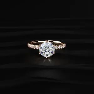 Bague de fiançailles pavée de diamants ronds de 0,5 ct, bijoux de mariée de luxe, bague de mariée étincelante, bague certifiée IGI, bague en diamant VVS-VS - Product Image 1
