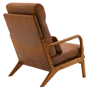 Sedia da Interno con Schienale Alto in Legno Massello e Braccioli, Arancione con Telaio in Ferro e Tessuto Bronzato per Soggiorno - Product Image 6