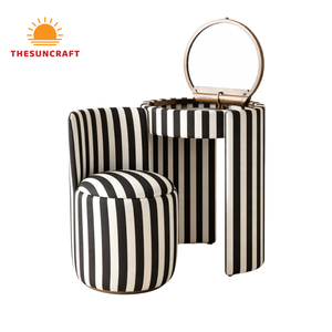 Modern Oak Wood Beauty <b>Vanity</b> Desk for Girls - Corner Makeup <b>Table</b> with <b>Mirror</b> & Matching Chair Set Sale - Product Image 1