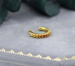 Manchette d'oreille dégradée en argent sterling, manchette d'oreille ombrée, boucles d'oreilles minimalistes sans perçage, manchette d'oreille simple - Product Image 5