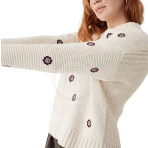 Suéteres transpirables de manga larga para mujer, ropa 100% algodón y lana, suéteres para mujer en venta en línea - Product Image 4