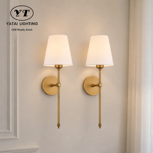 Applique murale moderne avec abat-jour en tissu, lot de deux, en fer, E27 14W, à fixer pour chambre à coucher, chevet, salle à manger, hôtel, restaurant - Product Image 1