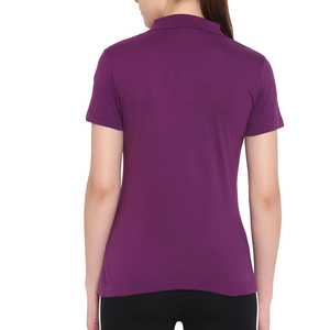 Polo pour femme de haute qualité, couleur violette, en coton mélangé, décontracté, pour le golf, avec logo personnalisé, OEM, ODM, vente en gros - Product Image 4