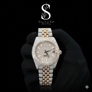 VVS Clarity Unisex Moissanite Diamond Luxury <b>Watch</b> <b>18K</b> <b>Gold</b> 925 Sterling Silver Two Tone Quartz Movement Fashion Jewelry - Product Image 1