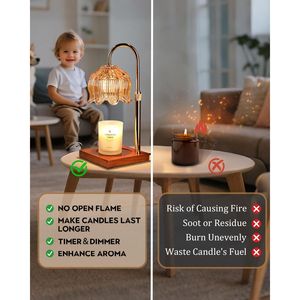 Lámpara Calentadora de Velas con Altura Ajustable, Temporizador y Regulador de Intensidad, Regalo para Cumpleaños o Día de San Valentín para Mujeres/Mamás - Product Image 3