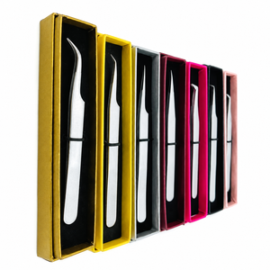 Ensemble de pinces à épiler professionnelles de précision en acier inoxydable pour extensions de cils, pointes courbées, 13 cm, HARRAR GROUP COMPANIES, Premium, colorées - Product Image 1