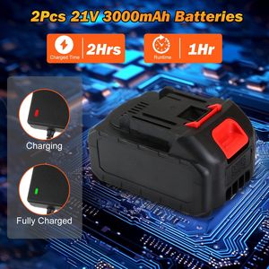 Tagliaerba a batteria con ruote 800W, motore in rame puro 15000 giri/min, 2 batterie da 21V 3000mAh, 3 lame (plastica/seghe/acciaio inossidabile) - Product Image 3