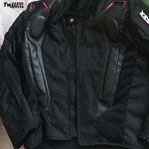 Giacca da Moto Nera in Twill per Uomo, Manica Lunga, Antivento, Protezione per Tutte le Stagioni - Product Image 5