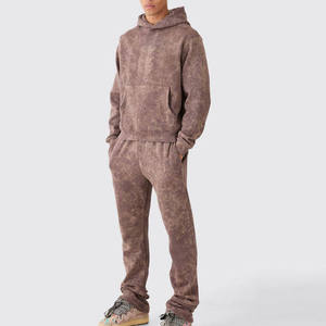 <b>Men's</b> Solid Hooded Tracksuit Full Sleeve Regular Fit 100% Cotton Fleece Breathable Autumn Casual 2 1 Design Side Pockets Elastic - Product Image 1