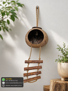 Casa para Pájaros de Cáscara de Coco Natural para Loros, Hámsteres y Ardillas |   Duradero y Ecológico Hecho a Mano |   Precio de Fábrica al por Mayor OEM - Product Image 4