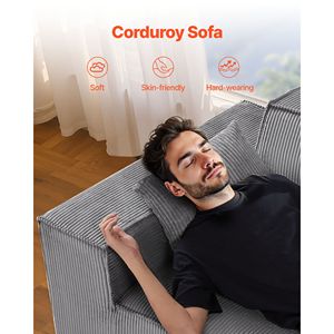 Divano Moderno a 2 Posti da 63 Pollici per Soggiorno, Divano in Velluto a Coste con Molle Insacchettate, Cuscini Morbidi, Seduta Confortevole - Product Image 5