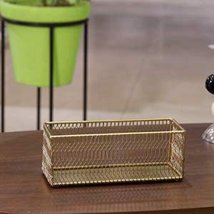 Panier de rangement décoratif en métal noir avec poignées, organisateur d'étagère moderne pour la maison - Product Image 1