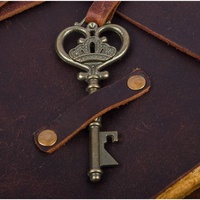 Beau journal relié en cuir fait à la main avec pierre en relief, clé de verrouillage-bloc-notes Vintage sans doublure Livre des ombres Grimoire page