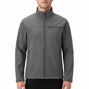 Veste polaire grise pour homme, fermeture éclair intégrale, col montant, coupe-vent, vêtement d'extérieur décontracté, coupe régulière, polyester, OEM ODM, marque privée - Product Image 1