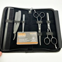 Kit de ciseaux pour barbier en acier inoxydable, 6 pouces, ensemble de rasoir, coupe de cheveux, cisaillement pour salons de coiffure
