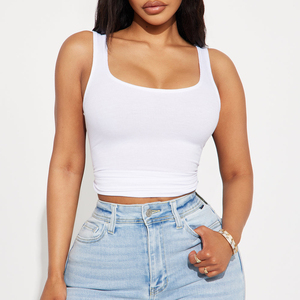 Hot Sale Women's Casual Breathable Anti-Pilling White Color Embroidery Sleeveless Cute Twist Knot Waffle Knit Tank Top For Women - Product Image 4