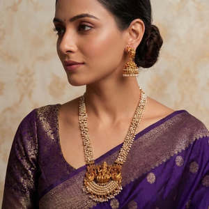 Lakshmi White Pearl Haram Necklace Set-Fine Jewelry - Product Image 1