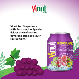 250ml Refrescante Tropical Venta caliente Bebida de jugo de uva roja con pulpa Lista para enviar Hecho en la fábrica de Vietnam (OEM, ODM) - Product Image 4