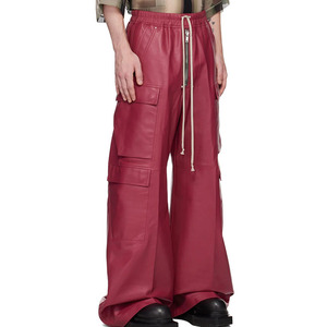Pantalon de travail pour homme à jambes larges en PU enduit, avec plusieurs poches, taille élastique, fermeture à cordon, imperméable, style automne - Product Image 4