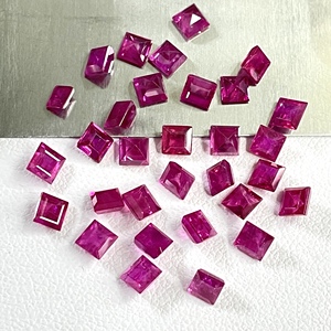 High Quality Natural Burma <b>Ruby</b> Heated Calibration Size 3.0-3.5mm Square Cut Reddish Pink Color Loose Gemstone for Jewellery - Product Image 4