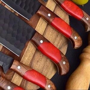 Couteaux de Chef Traditionnels 5 Pièces avec Revêtement Poudré, Manche Personnalisé, Lame Dentelée Tranchante pour Usages Multiples, Écologiques - Product Image 6