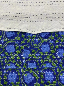 Traditional Blue Printed Patchwork Floral Cotton <b>Quilted</b> <b>Throw</b> Cover Hand-Stitched Eco-Friendly All-Season Wedding Home - Product Image 3