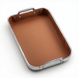 Bandeja de Almacenamiento de Cuero Contemporánea Diseñada para Espacios Modernos con Apariencia Sofisticada y Organización Funcional - Product Image 1