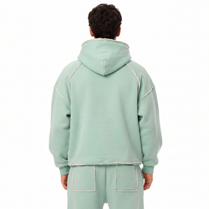 Sudadera con Capucha Personalizada de Felpa Francesa con Bordado Chenille, Bolsillo Frontal, Estilo Urbano para Hombre, Talla Grande, 450 G/M² - Product Image 5