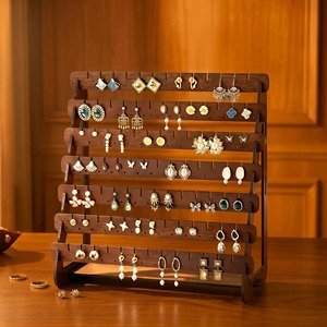 <b>Wooden</b> Earring Display Organizer With Multi Use Organization Ideal For Jewelry Rings Keys And Small Accessories Tabletop Decor - Product Image 5
