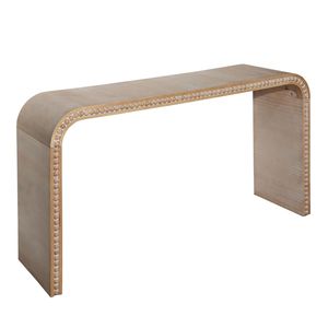 Consolle in Legno Naturale da 150 cm con Perle Curve Stile Cascata, Elegante Tavolo da Ingresso per Casa o Ufficio - Product Image 5