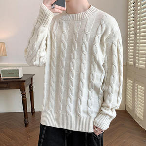 Suéter de Hombre, Cuello Redondo, Corte Holgado, Tejido de Punto, Informal, Grueso, de Poliéster/Algodón, Estilo Otoñal, Cálido y Cómodo - Product Image 1