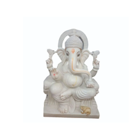 Statue de Ganesha en marbre Makrana blanc pur, artisanat indien, surface polie écologique, décoration de la maison, temple