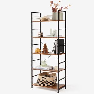 Extendable 5-Tier <b>Industrial</b> <b>Bookcase</b> Modern Bookshelf for Home Office CDs & Movies Storage - Product Image 1