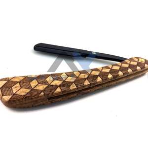 Hot Selling Professional Barber <b>Swing</b> Lock Razor High Quality Stainless Steel Straight Edge Safety Razor with Textured Wooden - Product Image 4