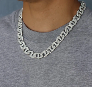 สร้อยคิวบาลิงค์เงินแท้ 925 ประดับเพชรโมอิสซาไนต์ สไตล์ฮิปฮอป งานวิบวับ เหมาะเป็นของขวัญ - Product Image 1