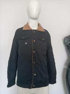 Veste safari en toile marron pour homme avec doublure en polaire, col rabattu, fermeture à boutons, style vêtements de travail, vêtements d'hiver - Product Image 5