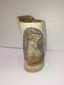 Chope en corne naturelle de style viking moderne pour la bière, le miel, les fêtes, en provenance d'Inde - Product Image 6
