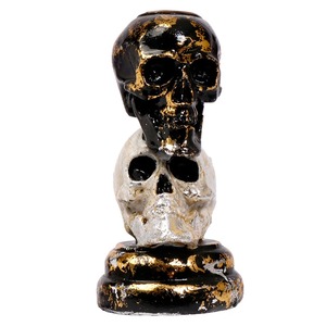 Portavelas con forma de calavera antigua – Centro de mesa decorativo para Halloween para un estilo temático - Product Image 1