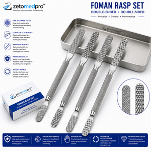 Râpe FOMAN double face à dents fines et grossières, lame de 8 mm, 8,5 pouces (21,6 cm), Zetomed Pro MA-13-766, certifiée CE - Product Image 6