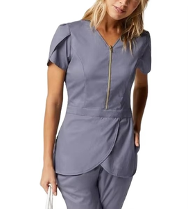 Women's Classic Medical Scrubs Nurse Uniform Summer Spandex Short Sleeve Washable Customized Set Hospital Scrubs - Product Image 1