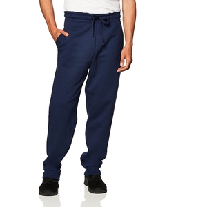 <b>Men</b> <b>Navy</b> Blue Sweatpants Elastic Waist Drawstring Cuffed Ankle Side Pockets Casual <b>Joggers</b> Midweight Cotton Pants - Product Image 1