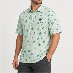 Camisa Polo Trackstar para Hombre, Color Verde Menta, con Estampado de Máscara de Carnaval, Manga Corta, Cuello con Botones, Camisa de Golf, Logotipo Personalizado - Product Image 4